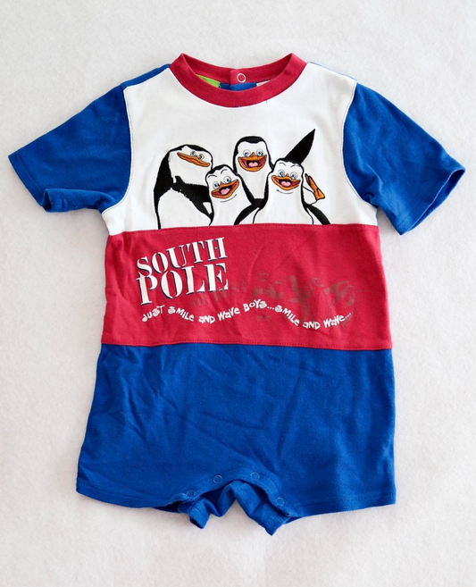 Y2K Madagascar Penguins Character Baby Romper
