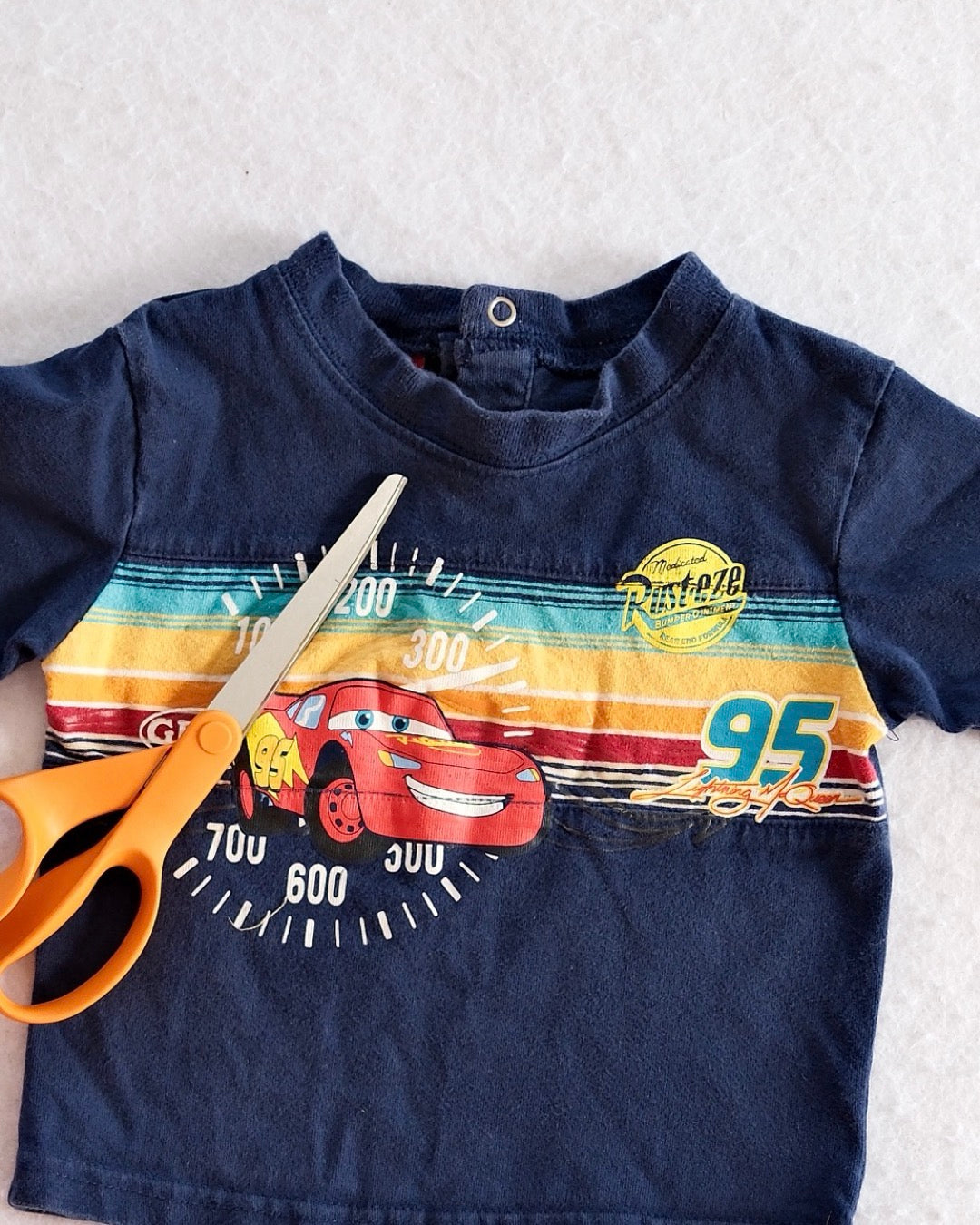 Y2K Disney Pixar Cats Lightning McQueen Tee: 12m - Yellow Clover Vintage Kids Clothes