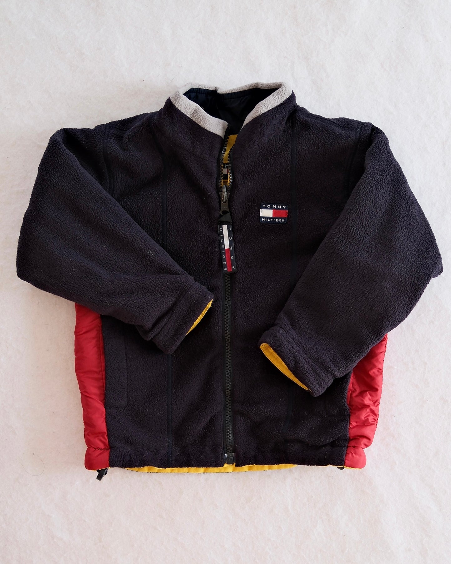 Vintage Tommy Hilfiger Reversible Navy + Yellow Fleece Jacket: 3T