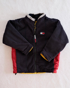 Vintage Toddler Tommy Hilfiger Reversible Navy + Yellow Fleece Jacket: 3T