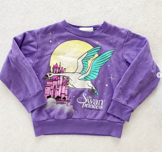 Vintage 90s Swan Princess Movie Girls Crewneck Sweatshirt - Yellow Clover Vintage Kids Clothes