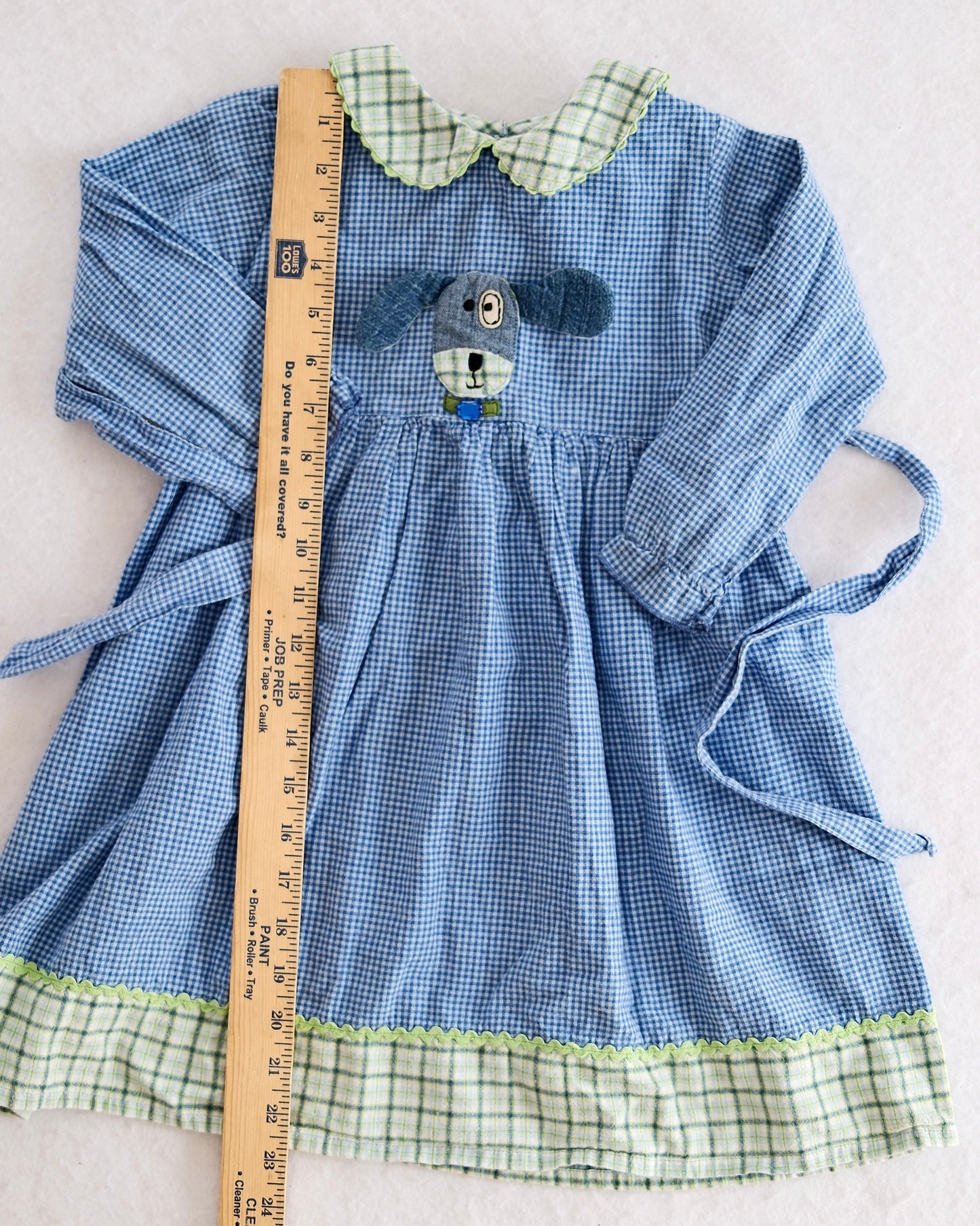 Vintage Sweet Potatoes Dog Appliqué Plaid Dress: 4T