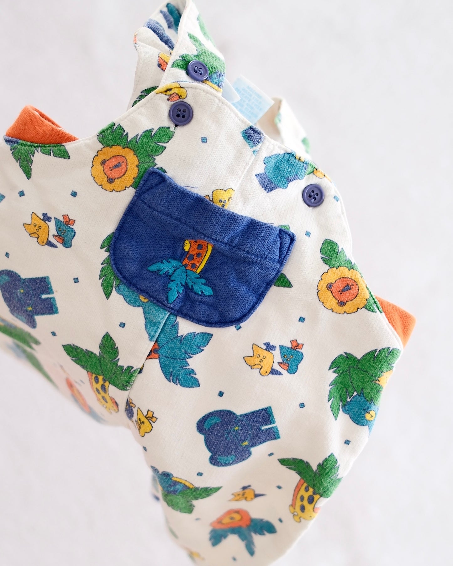 Vintage First Moments Safari Animal Print Romper: 3-6M - Yellow Clover Vintage Kids Clothes