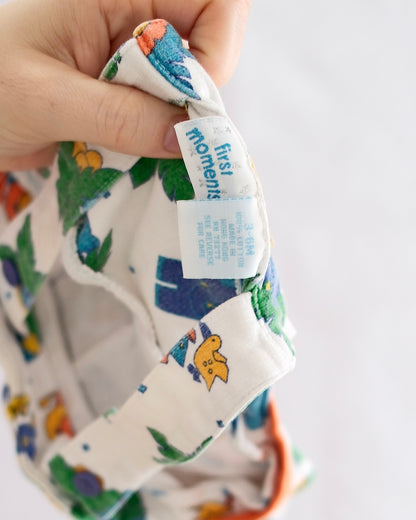 Vintage First Moments Safari Animal Print Romper: 3-6M - Yellow Clover Vintage Kids Clothes