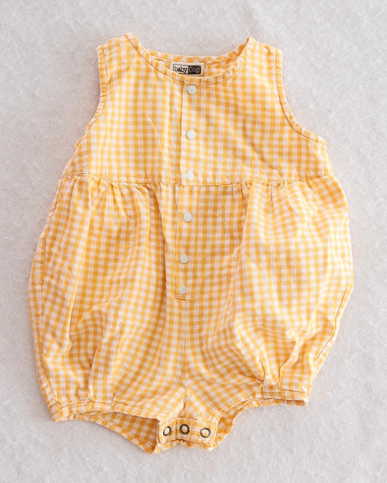 Vintage Baby Gap Yellow Gingham Bubble Romper: 6-12M - Yellow Clover Vintage Kids Clothes