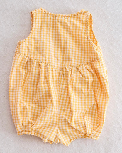 Vintage Baby Gap Yellow Gingham Bubble Romper: 6-12M - Yellow Clover Vintage Kids Clothes