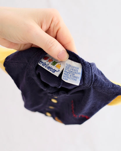 Vintage Miniwear "Puppy Play" Embroidered Romper: 3-6M - Yellow Clover Vintage Kids Clothes