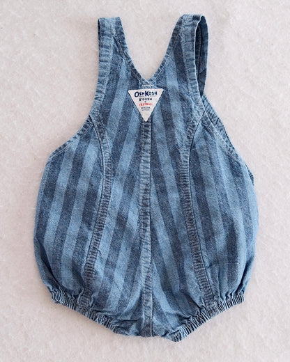 Vintage OshKosh B'Gosh Striped Denim Bubble Shortalls: 6-9M - Yellow Clover Vintage Kids Clothes