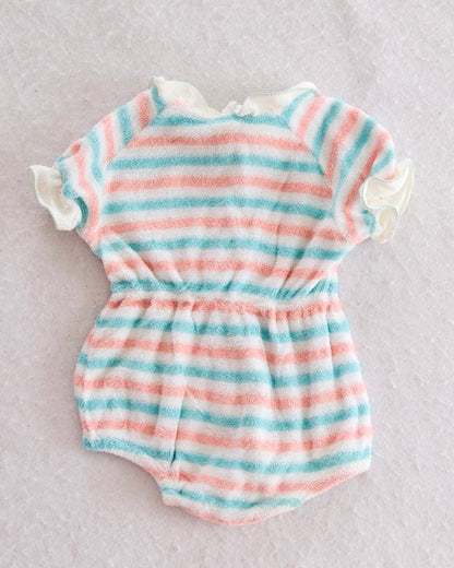 Vintage Carter's Pastel Stripe Terry Cloth Zip Romper: 12M - Yellow Clover Vintage Kids Clothes