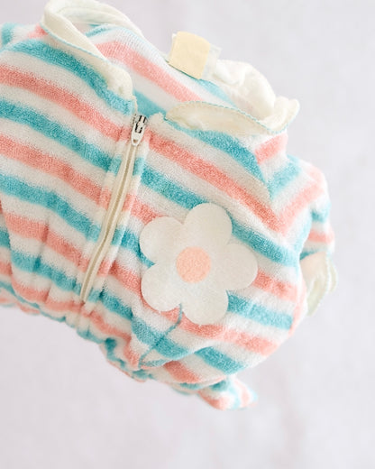 Vintage Carter's Pastel Stripe Terry Cloth Zip Romper: 12M - Yellow Clover Vintage Kids Clothes