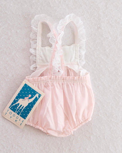 Vintage Toddle Tyke Pink Lace-Trim Bubble Romper — NWT: Newborn - Yellow Clover Vintage Kids Clothes