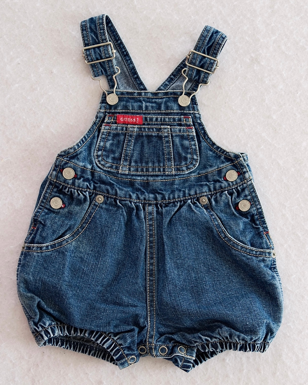Y2K Baby Guess Denim Bubble Shortalls: 3-6M - Yellow Clover Vintage Kids Clothes