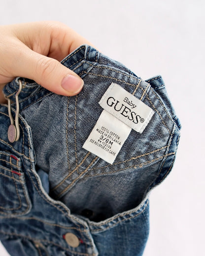 Y2K Baby Guess Denim Bubble Shortalls: 3-6M - Yellow Clover Vintage Kids Clothes