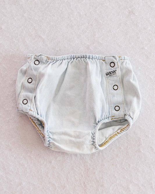 Vintage Guess Georges Marciano Light Wash Denim Diaper Cover: 3-6M - Yellow Clover Vintage Kids Clothes