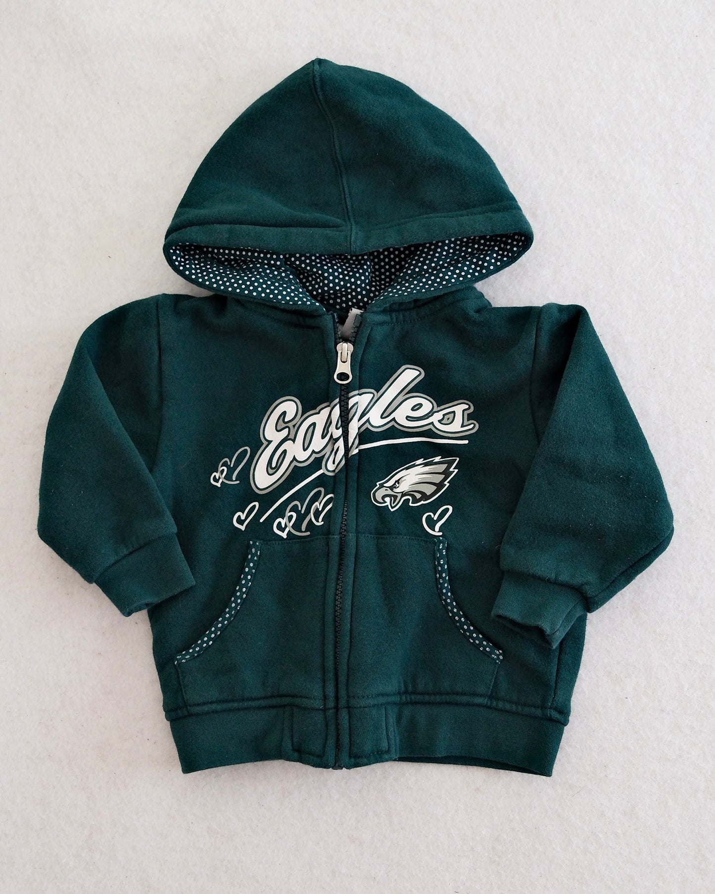 NFL Team Apparel Philadelphia Eagles Zip Hoodie, size 18M