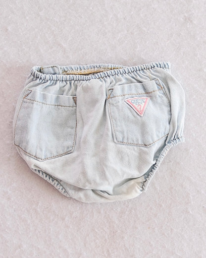 Vintage Guess Georges Marciano Light Wash Denim Diaper Cover: 3-6M - Yellow Clover Vintage Kids Clothes