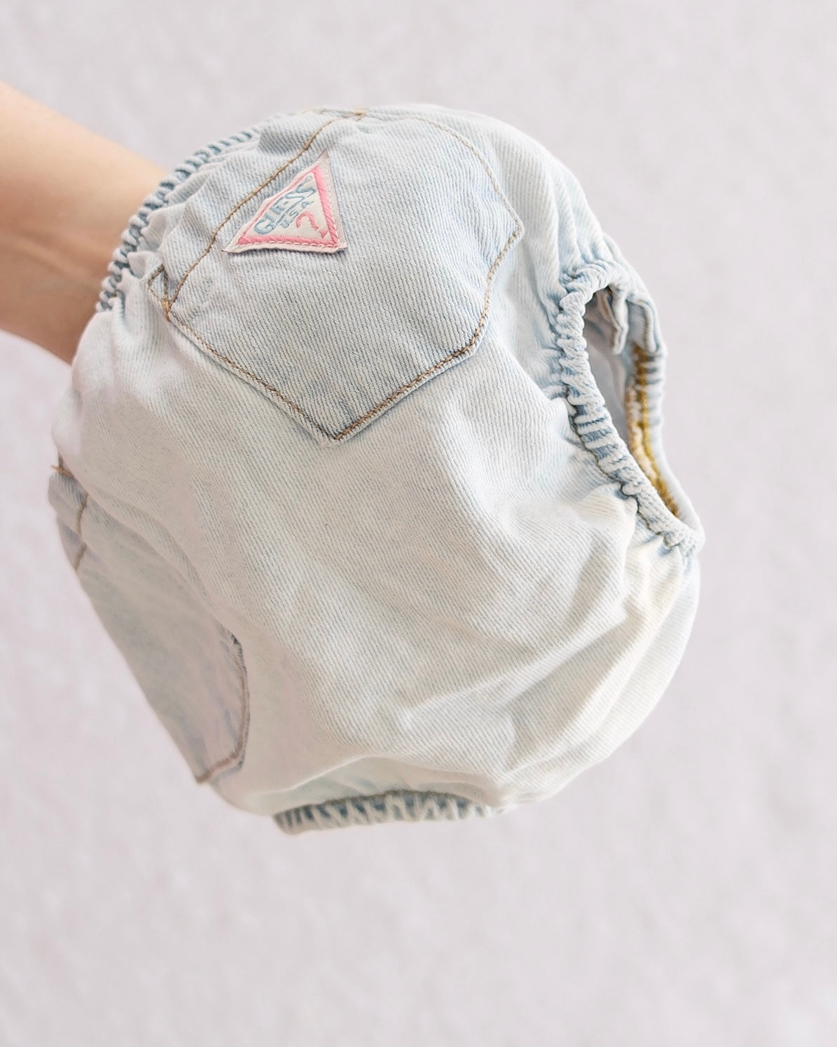 Vintage Guess Georges Marciano Light Wash Denim Diaper Cover: 3-6M - Yellow Clover Vintage Kids Clothes