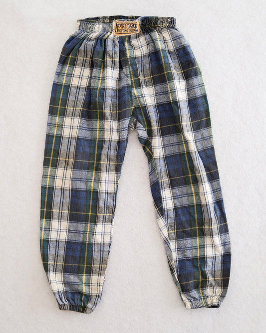 Vintage Notre Dame Fighting Irish Plaid Flannel Pants, size 5/6