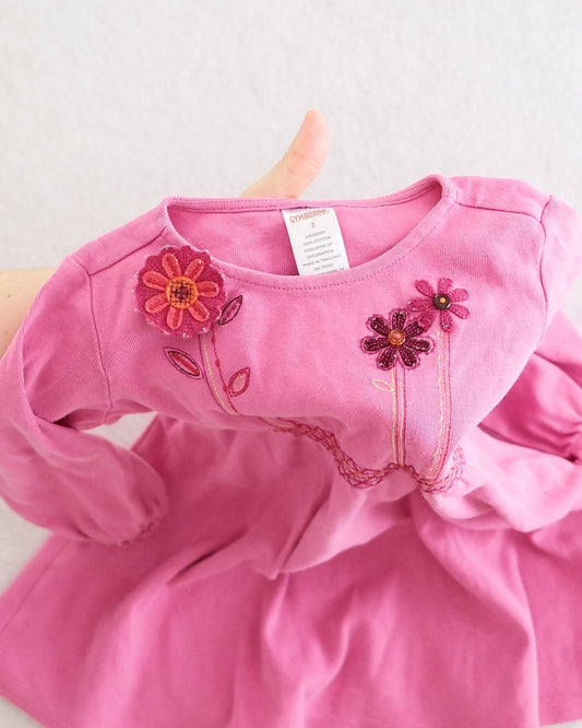 2006 Vintage Gymboree Peruvian Doll Pink Floral Applique Dress, size 3