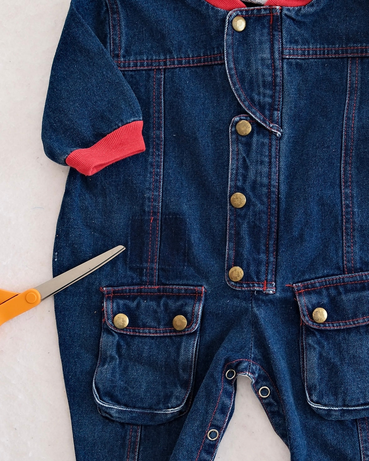 Vintage Denim Boiler Suit Romper: 12m