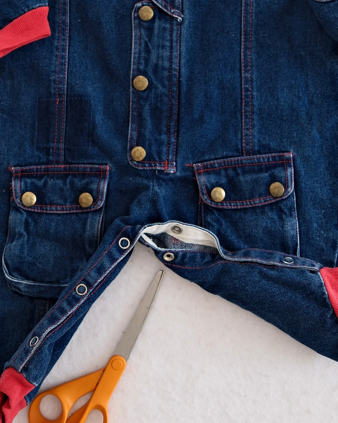 Vintage Denim Boiler Suit Romper: 12m