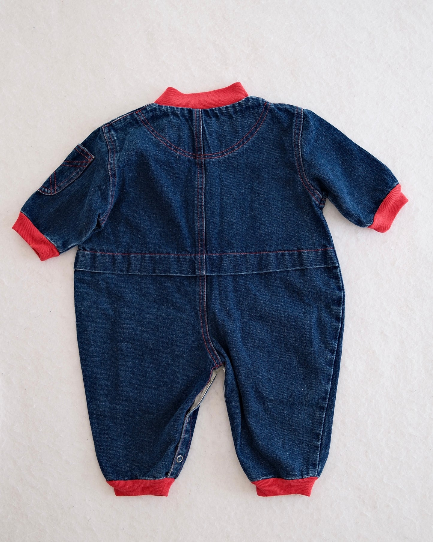 Vintage Denim Boiler Suit Romper: 12m