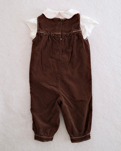 Y2K Gymboree Brown Cord Pink Zebra Romper: 12m