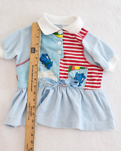 Vintage Youngland Parachuting Elephant Peplum Top, size 3T