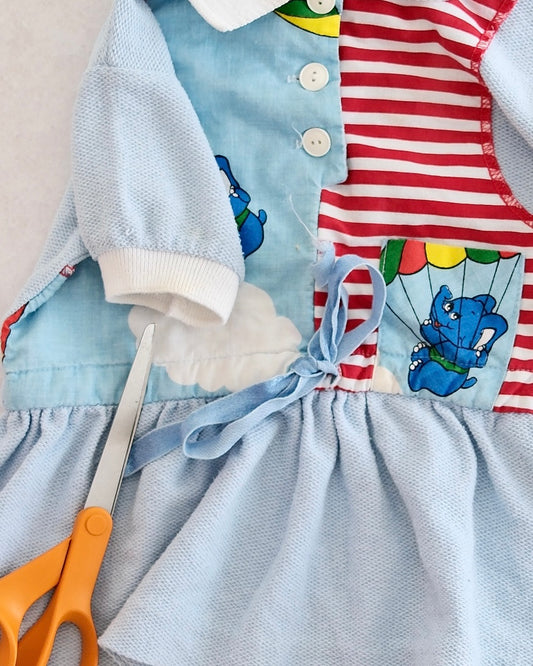 Vintage Youngland Parachuting Elephant Peplum Top, size 3T