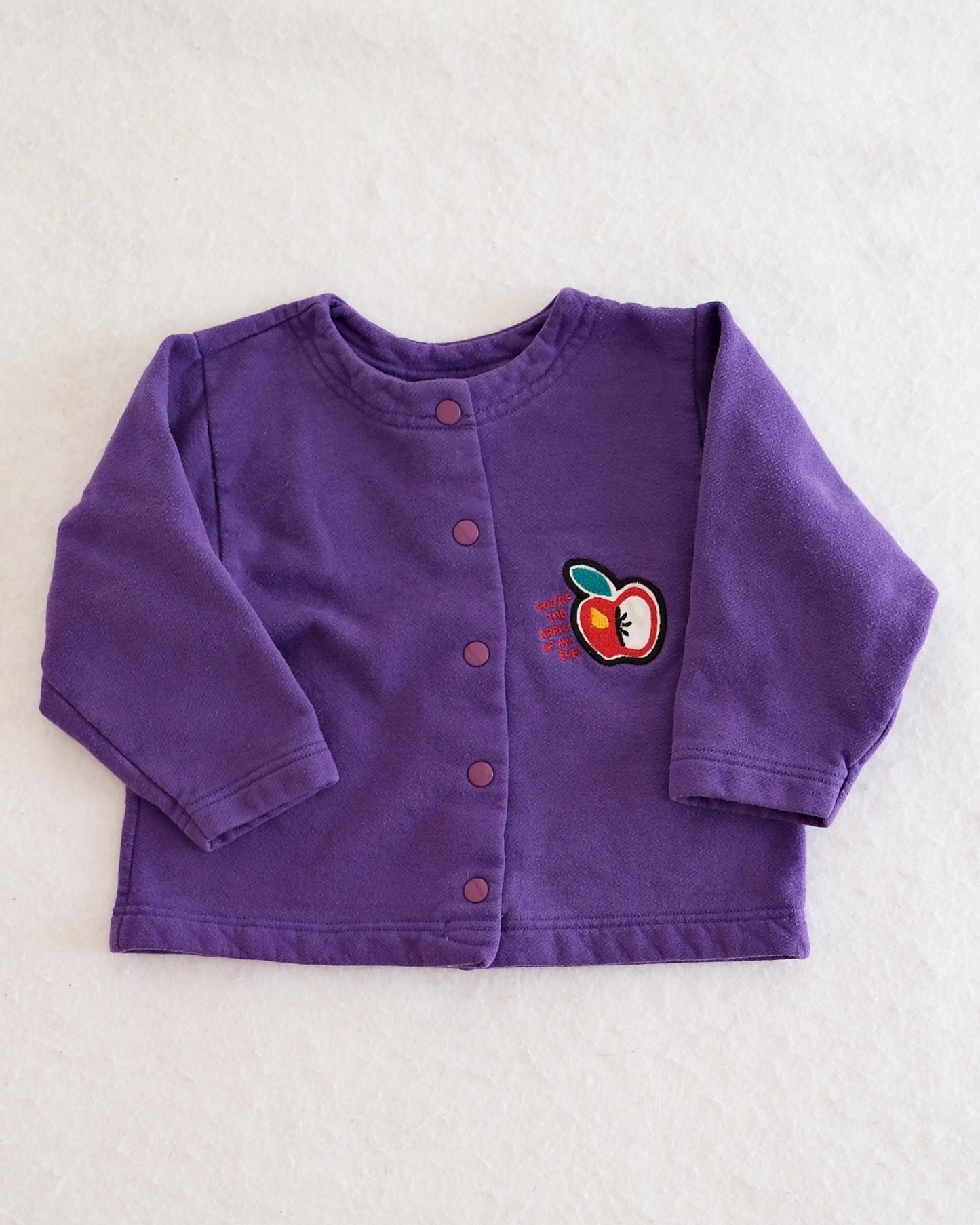 Vintage Carter's Purple "Apple of My Eye" Cardigan, size 24m