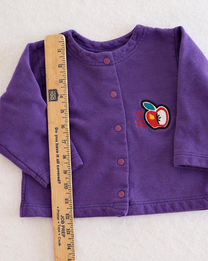 Vintage Carter's Purple "Apple of My Eye" Cardigan, size 24m