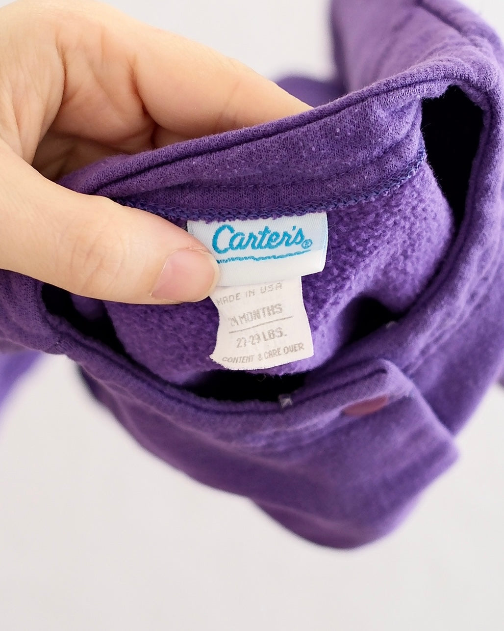 Vintage Carter's Purple "Apple of My Eye" Cardigan, size 24m