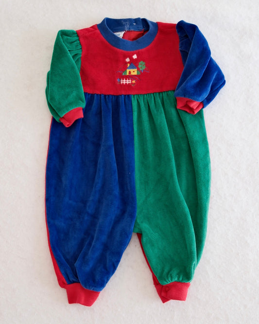 Vintage Alexis Colorblock Velour Romper, size 3m