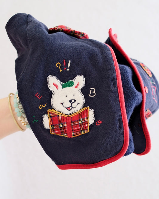 Vintage Euro "My First Lesson" Schoolhouse Sweatshirt Cardigan, size 18m?