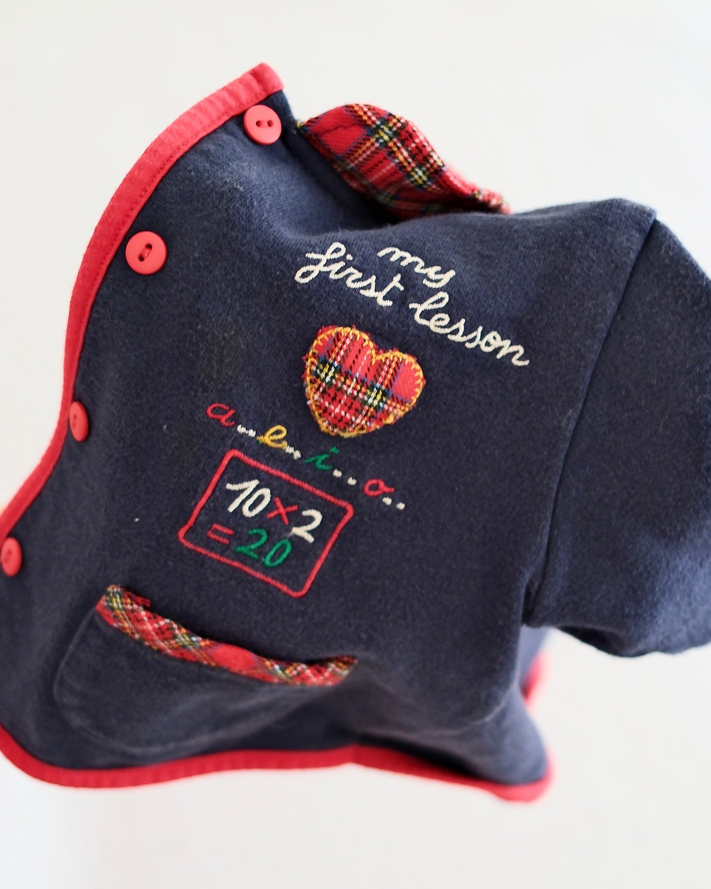 Vintage Euro "My First Lesson" Schoolhouse Sweatshirt Cardigan, size 18m?