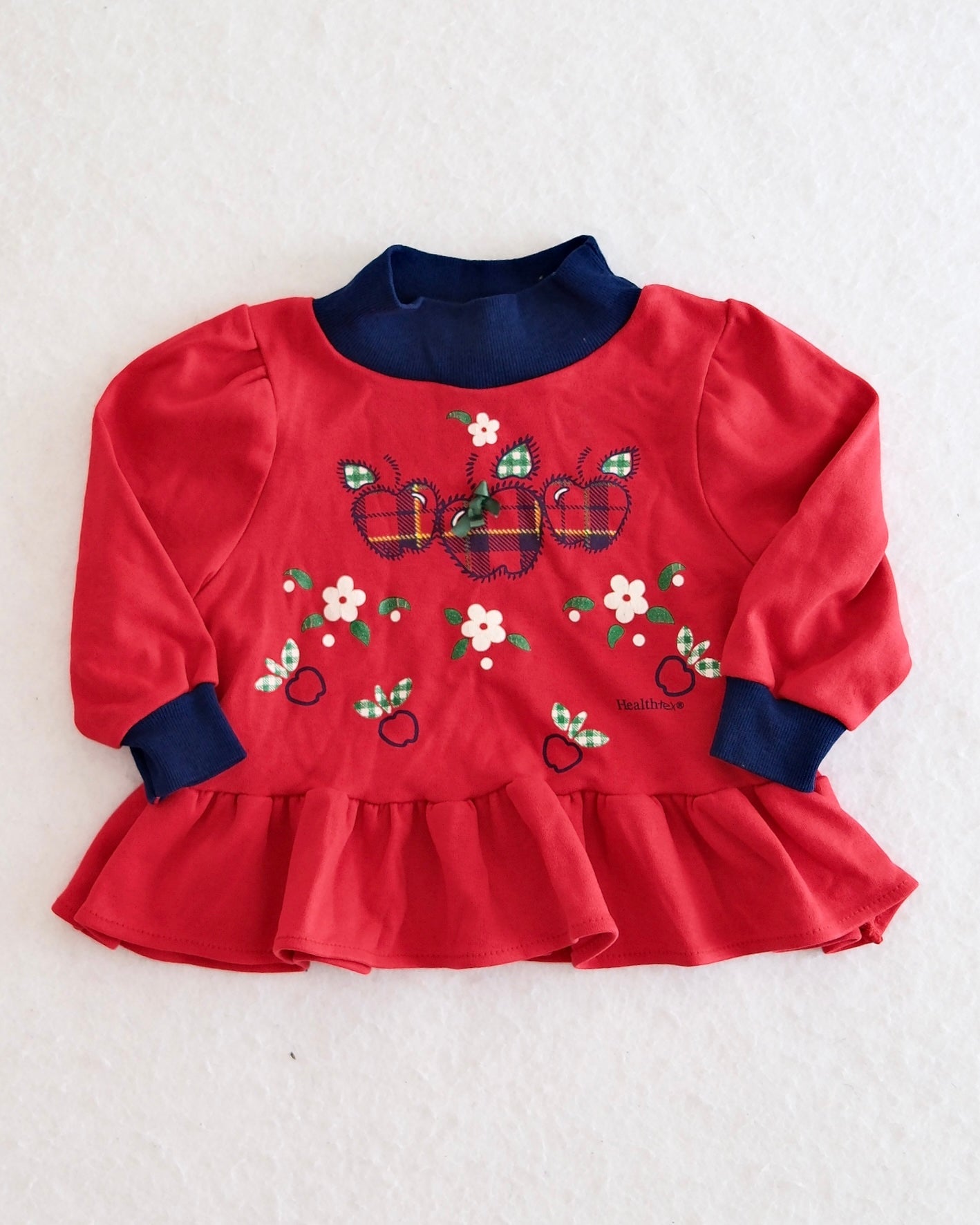 Vintage Healthtex Apple Plaid Peplum Top, size 12m