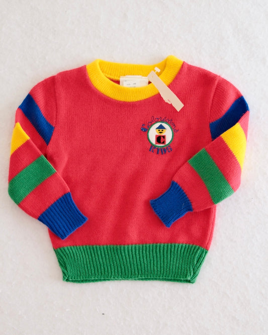 Vintage Colorforms Kids Colorblock Knit Sweater, size 2