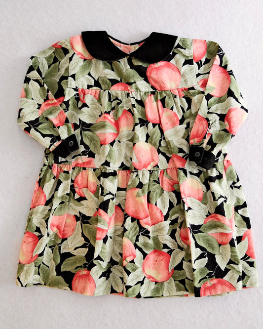 Vintage Mopsey & Cottontail Apple Orchard Print Dress: 4T