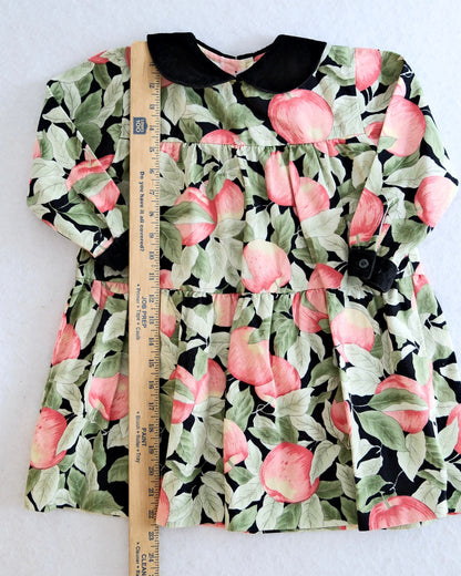 Vintage Mopsey & Cottontail Apple Orchard Print Dress: 4T