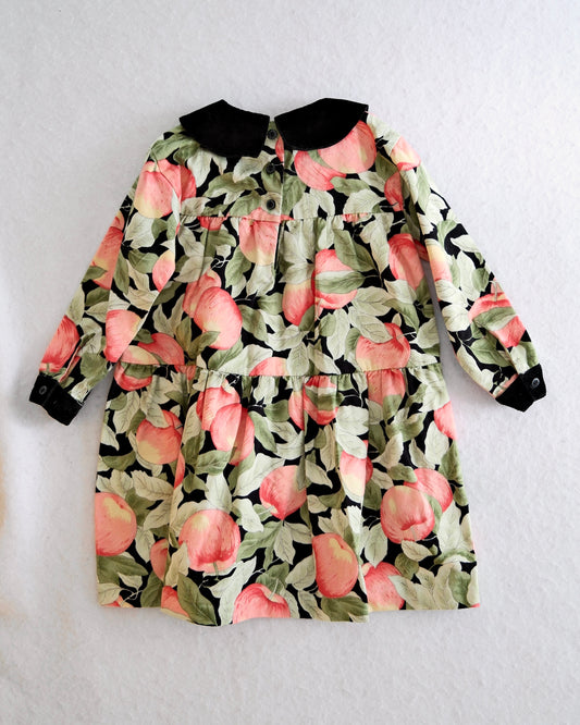 Vintage Mopsey & Cottontail Apple Orchard Print Dress: 4T