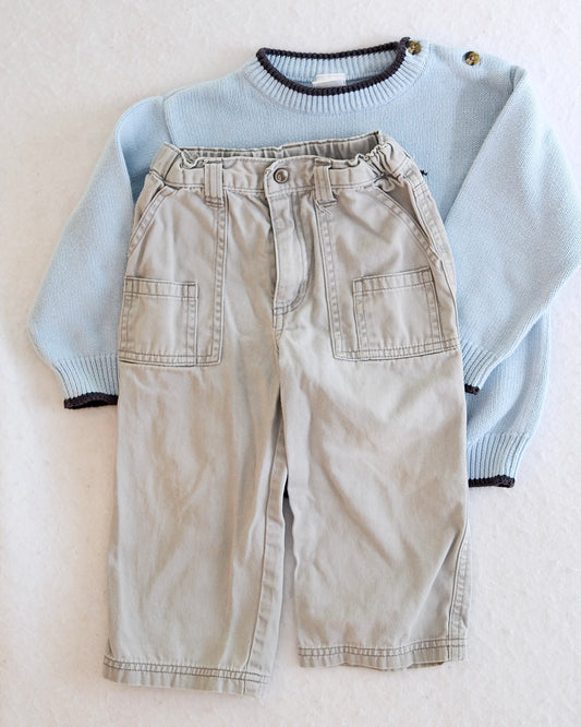 2005 Vintage Gymboree Whale Sweater & Gray Pants Set, size 2T