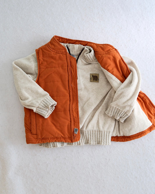 2004 Vintage Gymboree Bear Pullover & Quilted Vest, size 2T