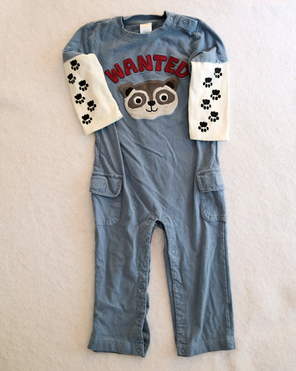 Y2K Gymboree "Wanted" Raccoon Romper, size 2T
