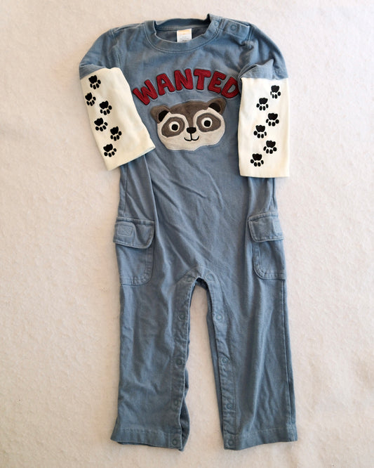 Y2K Gymboree "Wanted" Raccoon Romper, size 2T