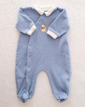 Y2K Disney Pooh Fleece Footed Sleeper Romper: 6-9M