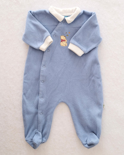Y2K Disney Pooh Fleece Footed Sleeper Romper: 6-9M