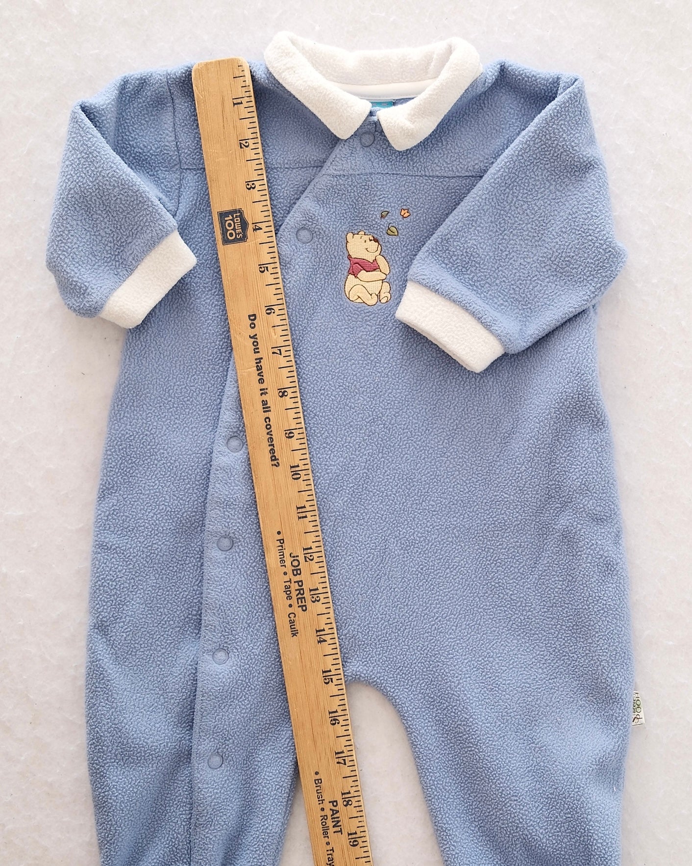 Y2K Disney Pooh Fleece Footed Sleeper Romper: 6-9M