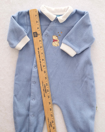 Y2K Disney Pooh Fleece Footed Sleeper Romper: 6-9M