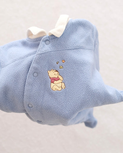 Y2K Disney Pooh Fleece Footed Sleeper Romper: 6-9M