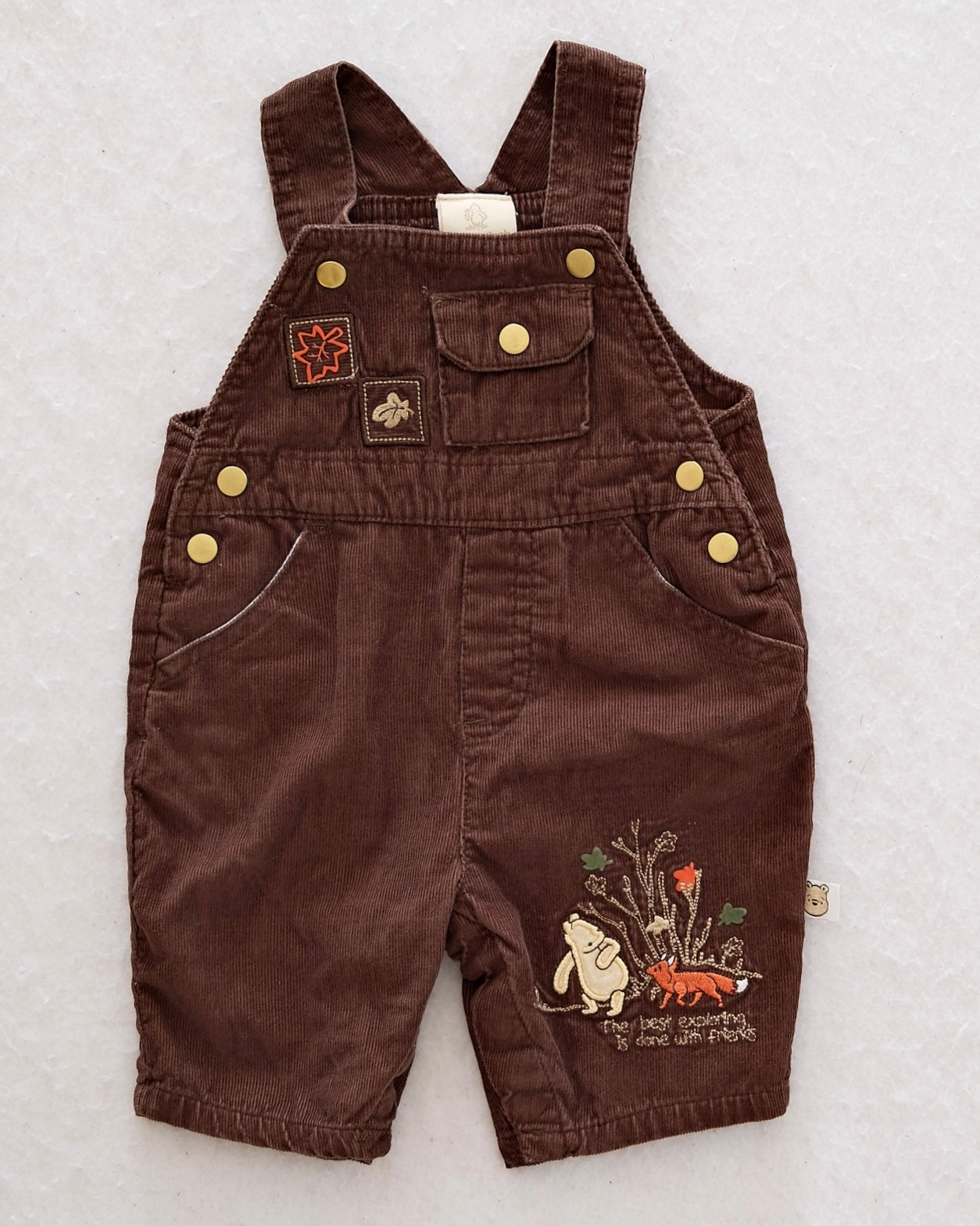 Y2K Classic Pooh Corduroy Overalls: Newborn